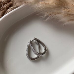 créole en argent et zircons forme goutte