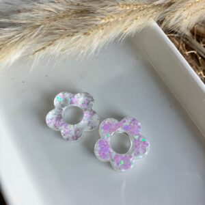 recharge petite fleur en résine blanche et rose