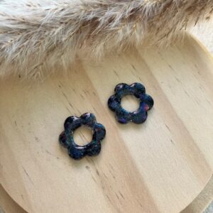 recharge mini fleur en résine avec paillettes noires