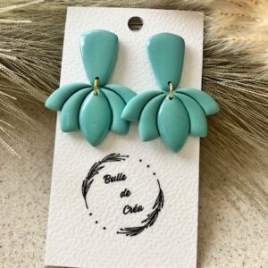 boucles d'oreille lotus vert océan