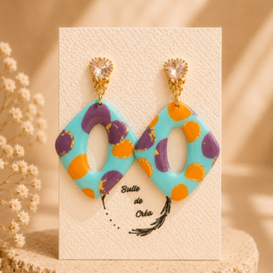 boucle d'oreille losange bleu ciel