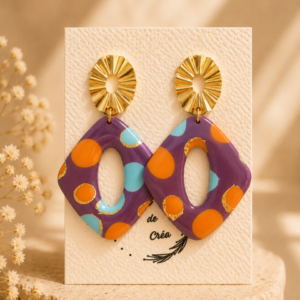 Boucle d'oreille losange  bulle