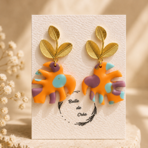 Boucle d'oreille monstera bulle