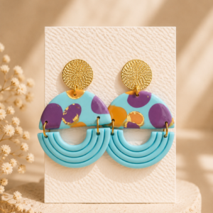 Boucle d'oreille bulle bleu